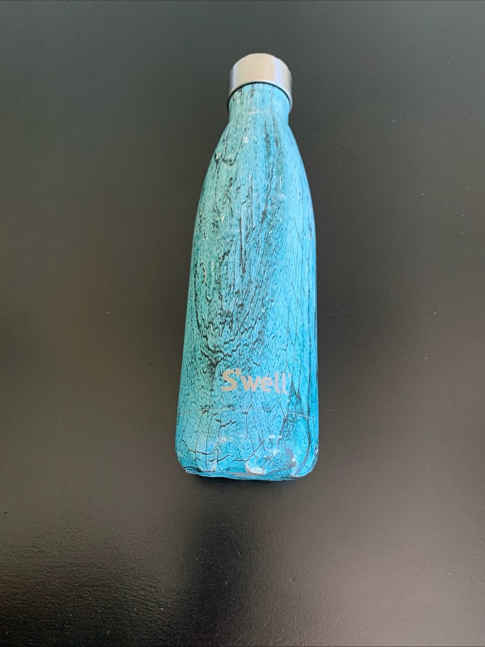 S’well Water Bottle 25 oz Teal Painted Wood Grain Retired Stainless Insulated